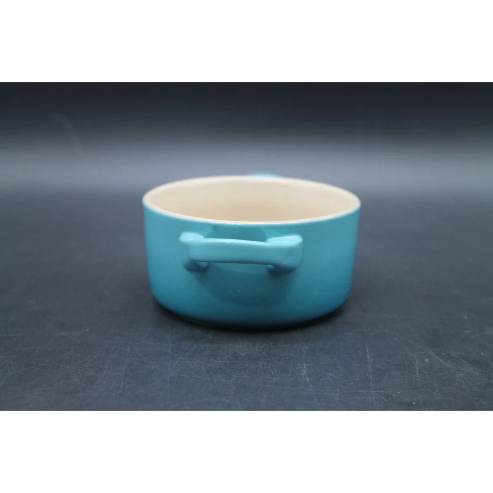 Le Creuset 8 Oz Caribbean Petite Round Individual Casserole Mini Cocotte Blue